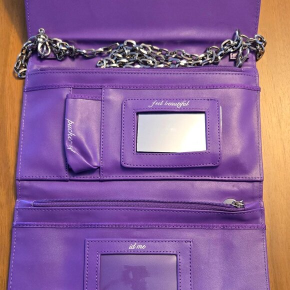 White House Black Market purple clutch with chain strap - Picture 2 of 2